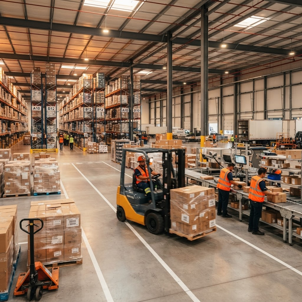 Rouobee Logistics facility where goods are inspected and prepared for shipping